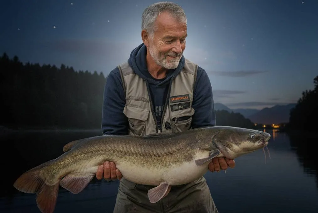 Včeraj ponoči na Savi pravi spektakel! Kapitalni som 178 cm in 42 kg na živega klena 1,2 kg. Ugriz ob 01:27 – zvok role kot motorna žaga! Borba 28 minut v popolni temi, samo mesečina in čelna svetilka. Seveda takoj nazaj v Savo – ta lepotec mora še rasti. Hvala reki za še en ulov življenja! 🌙🐋 #uloviinspusti #somolov #nočniribolov #Sava #kapitalec #som